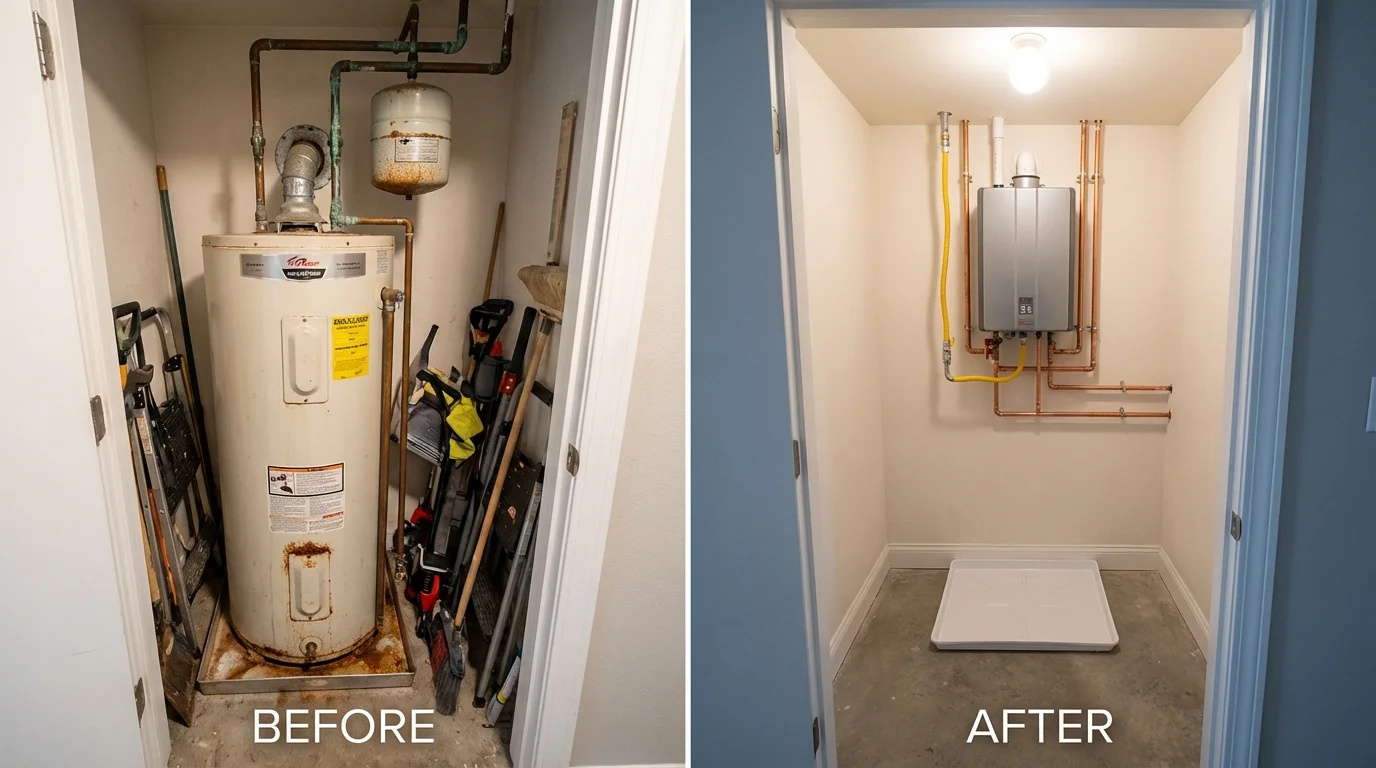 Tank water heater versus wall-mounted tankless unit comparison for Republic, WA homeowners
