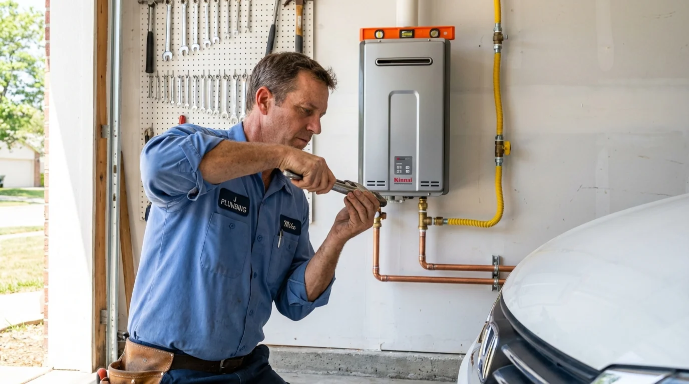 Tankless water heater installation by a Johns Plumbing LLC plumber in Republic